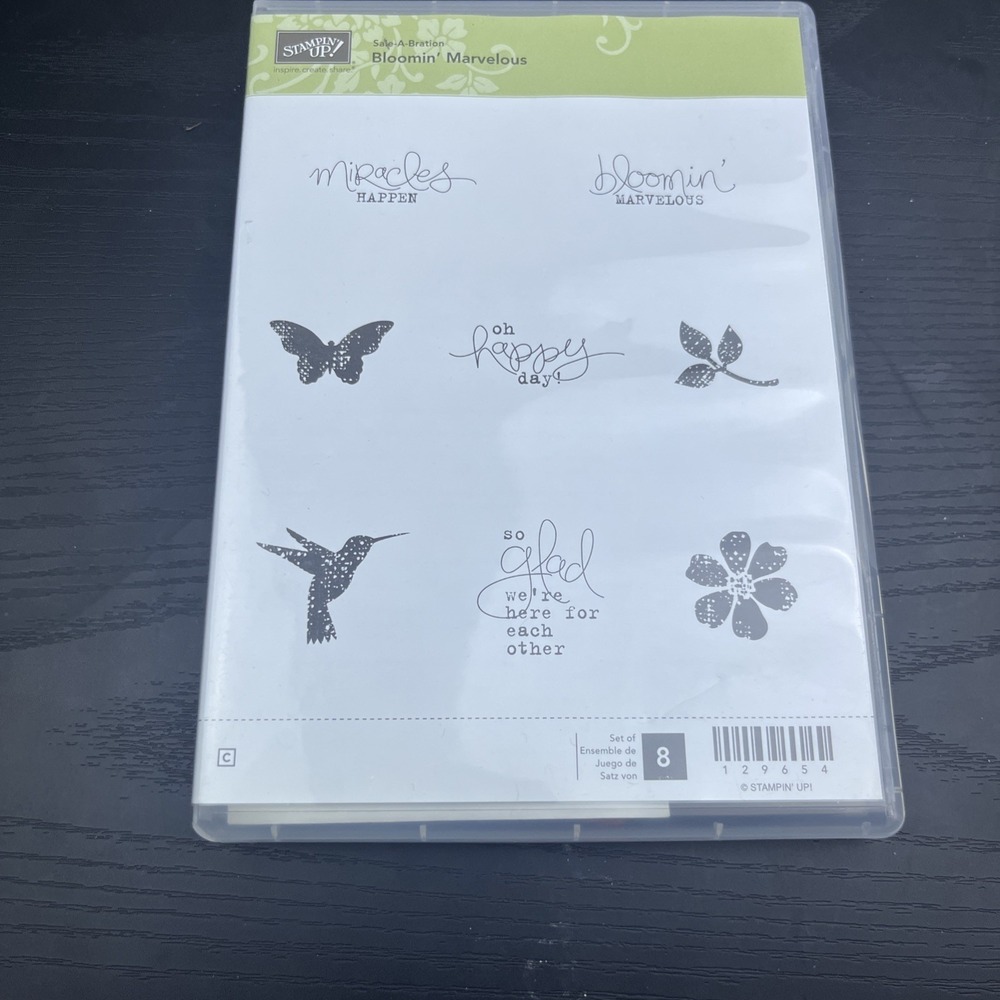 BLOOMIN' MARVELOUS - Butterfly Bird Flower STAMPIN' UP RUBBER STAMP SET 129654